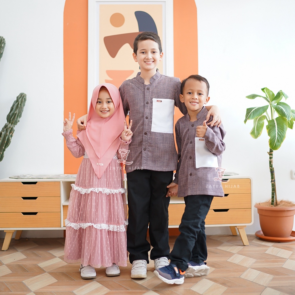 ZAYRA HIJAB | KOKO ANAK AINAA FAMILY SET | Koko Anak Laki - Laki Lengan Panjang 0-12 Tahun Terbaru 2025 Premium