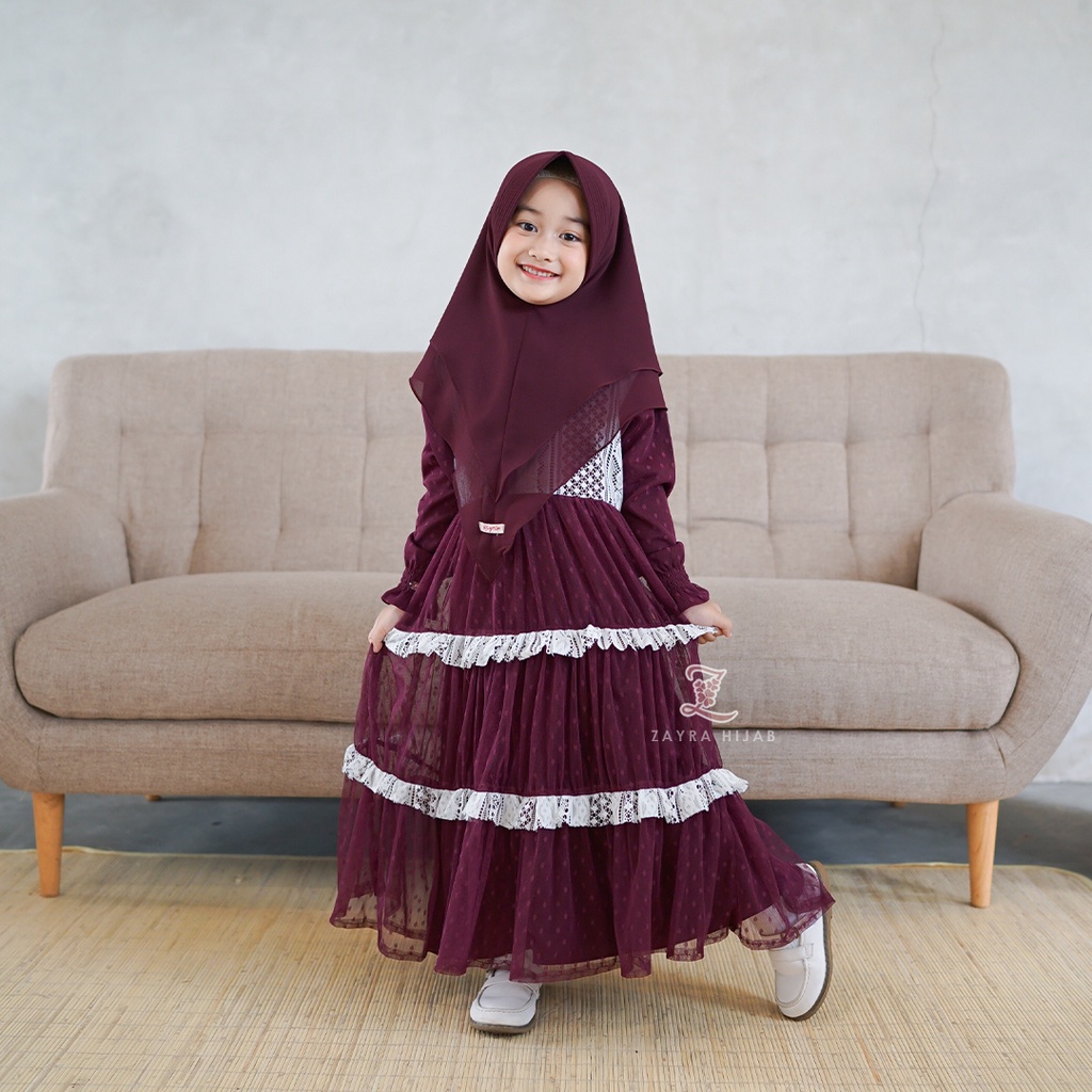 ZAYRA HIJAB | KHIMAR ANAK INSTANT AINAA | Khimar Syari Ceruti 2 layer Babydoll Premium