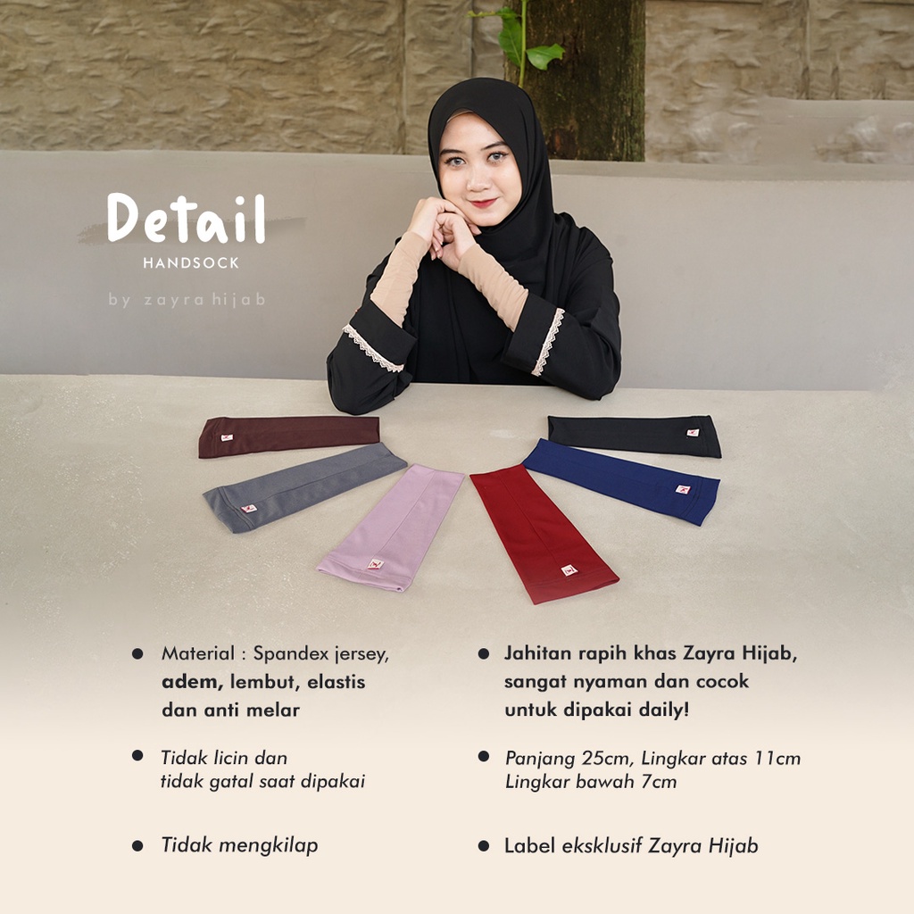 ZAYRA HIJAB | HANDSOCK | Manset Tangan Lengan Panjang Muslimah Jersey Adem Tebal Premium