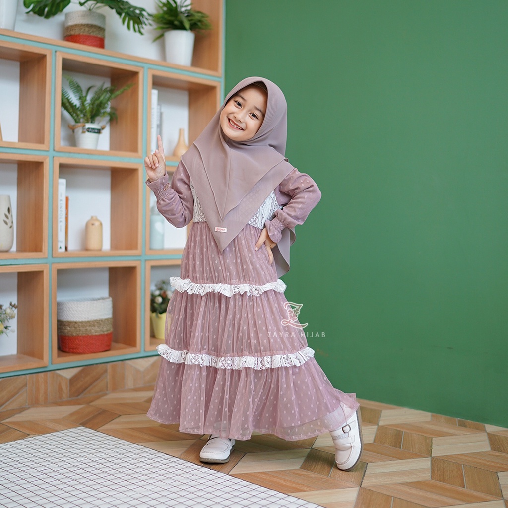 ZAYRA HIJAB | KHIMAR ANAK INSTANT AINAA | Khimar Syari Ceruti 2 layer Babydoll Premium