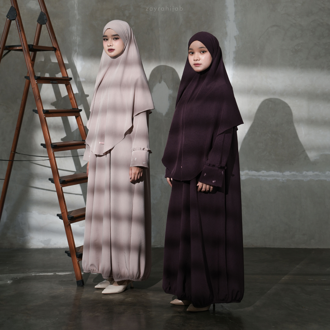 Zayra Hijab | Liora - Gamis Wanita Muslimah One Set Setelan Khiban Daily Abaya Umroh Bordir Premium