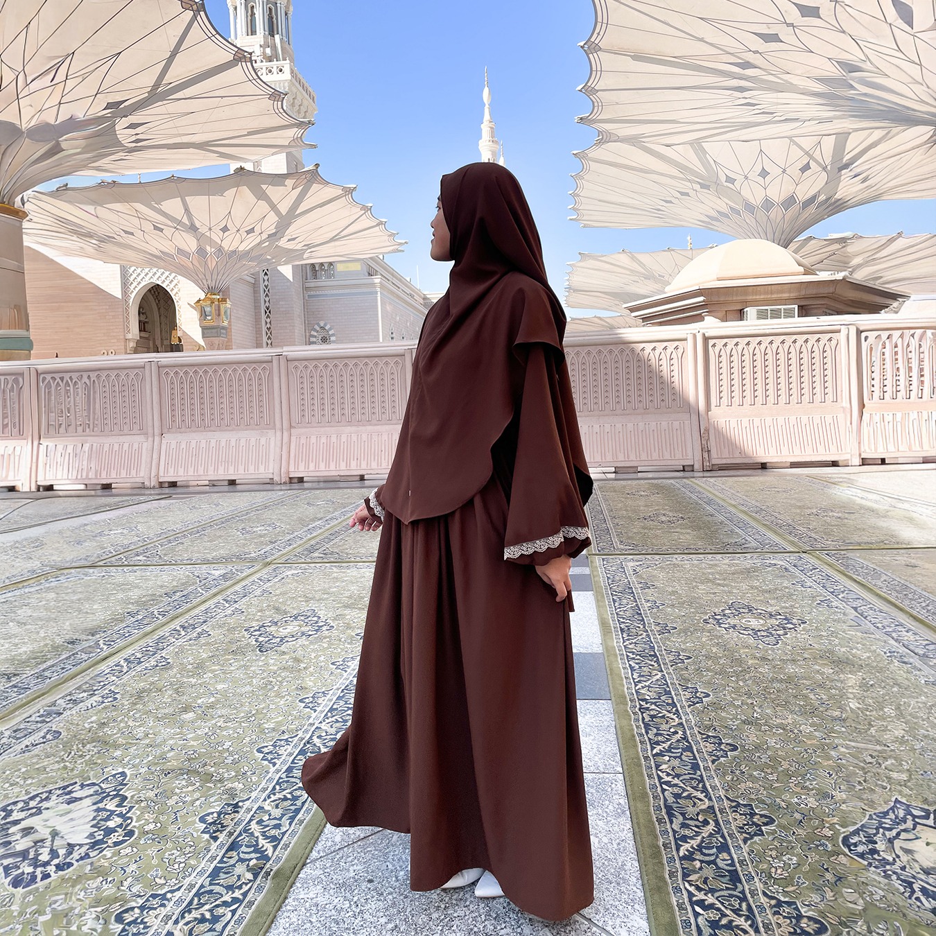 ZAYRA HIJAB | MARWA ABAYA ANTI-UV | Dress Gamis Abaya Umroh dan Haji Wanita Premium Set Jilbab Hijab French Khimar Umroh Outfit Gift