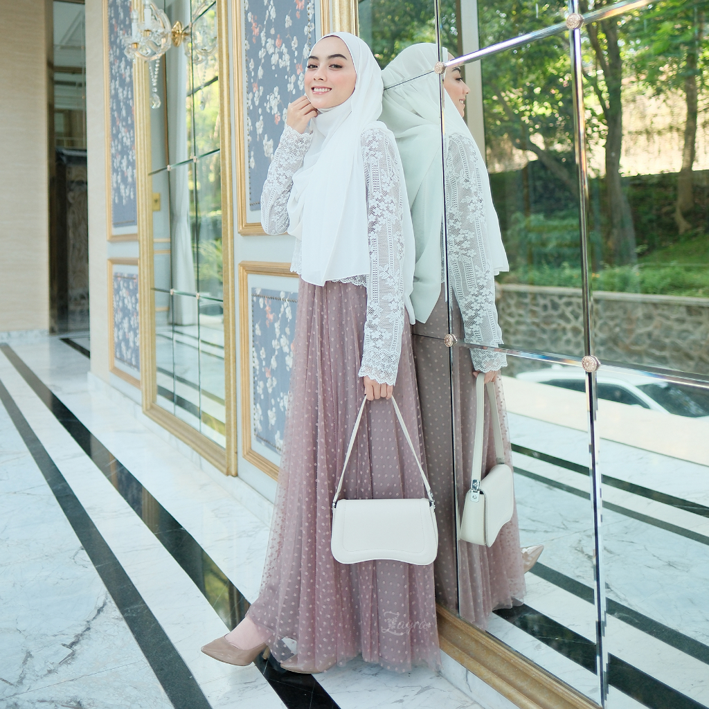 ZAYRA HIJAB | GHANIA DRESS | Gamis Wanita Syari Brokat Tile Kondangan Lebaran Jumbo Mewah Elegan Premium Terbaru 2025