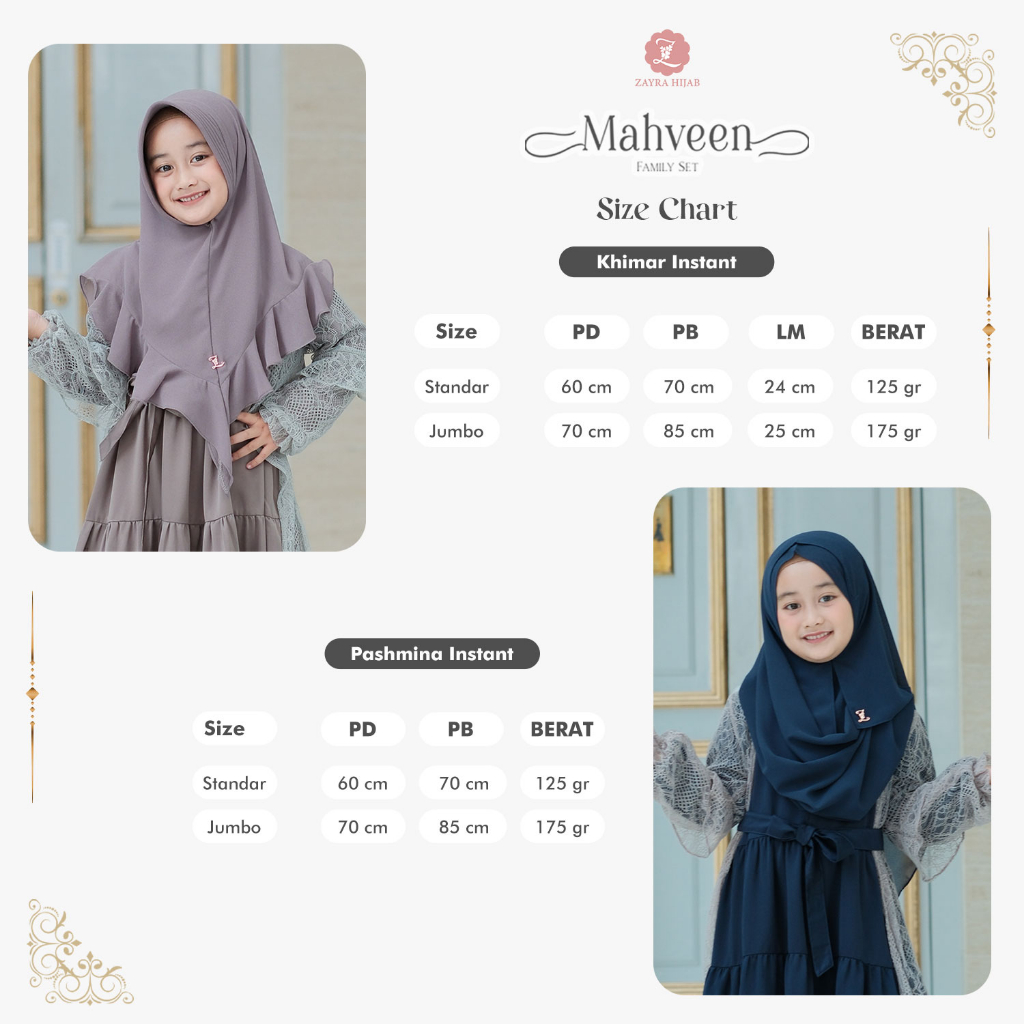 ZAYRA HIJAB | PASHMINA INSTANT ANAK| Pashmina Anak Ceruti 2 layer Babydoll Premium