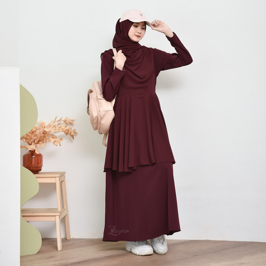 ZAYRA HIJAB | SAFA DRESS | Gamis Wanita / Ukhti Set Hijab Daily Syari Simpel Premium Lebaran Jumbo Mewah Elegan Terbaru 2025