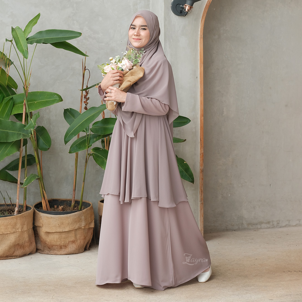 ZAYRA HIJAB | SAFA DRESS | Gamis Wanita / Ukhti Set Hijab Daily Syari Simpel Premium Lebaran Jumbo Mewah Elegan Terbaru 2025