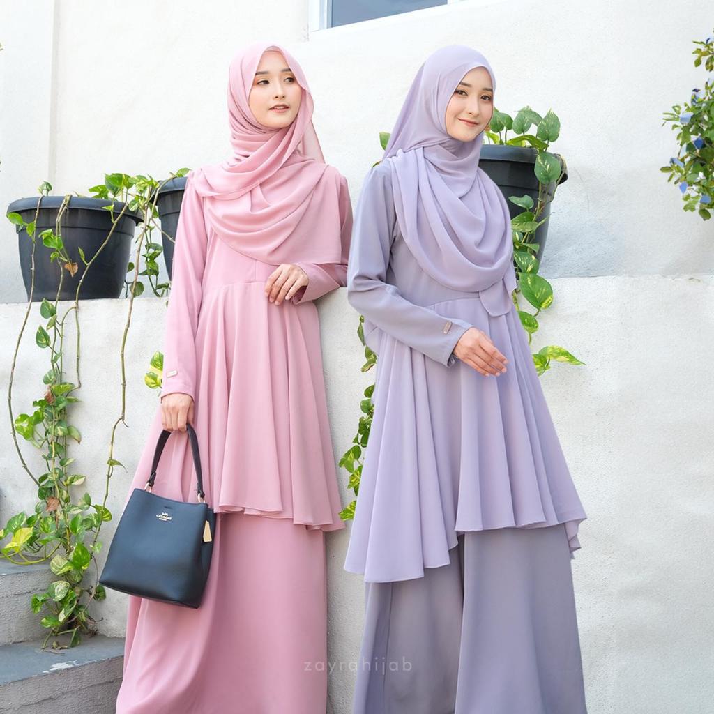 ZAYRA HIJAB | SAFA DRESS | Gamis Wanita / Ukhti Set Hijab Daily Syari Simpel Premium Lebaran Jumbo Mewah Elegan Terbaru 2025