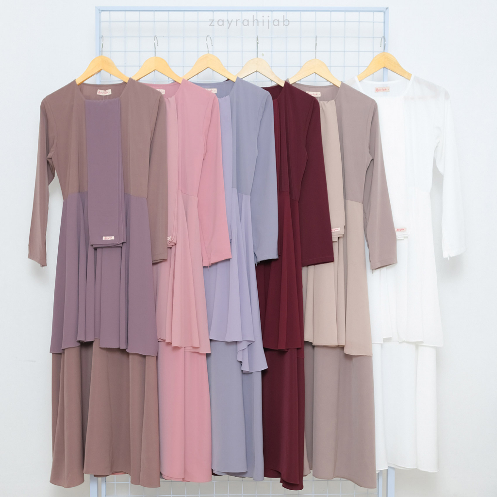 ZAYRA HIJAB | SAFA DRESS | Gamis Wanita / Ukhti Set Hijab Daily Syari Simpel Premium Lebaran Jumbo Mewah Elegan Terbaru 2025