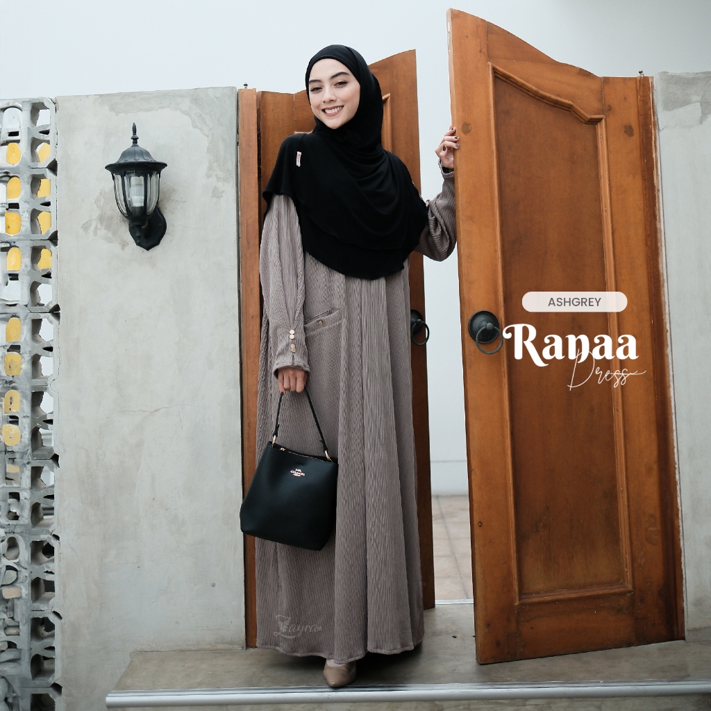 Zayra Hijab | Ranaa - Dress Plisket Gamis Knit Wanita Daily Syari Simpel Premium Jumbo Mewah Elegan