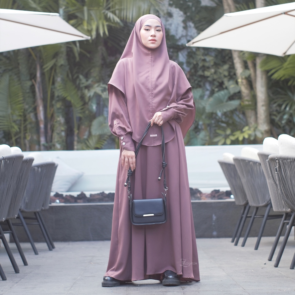 ZAYRA HIJAB | JENNA SET | Dress Gamis Abaya Umroh dan Haji Wanita Premium Set Jilbab Hijab French Khimar Umroh Outfit Umroh Gift Gamis Putih