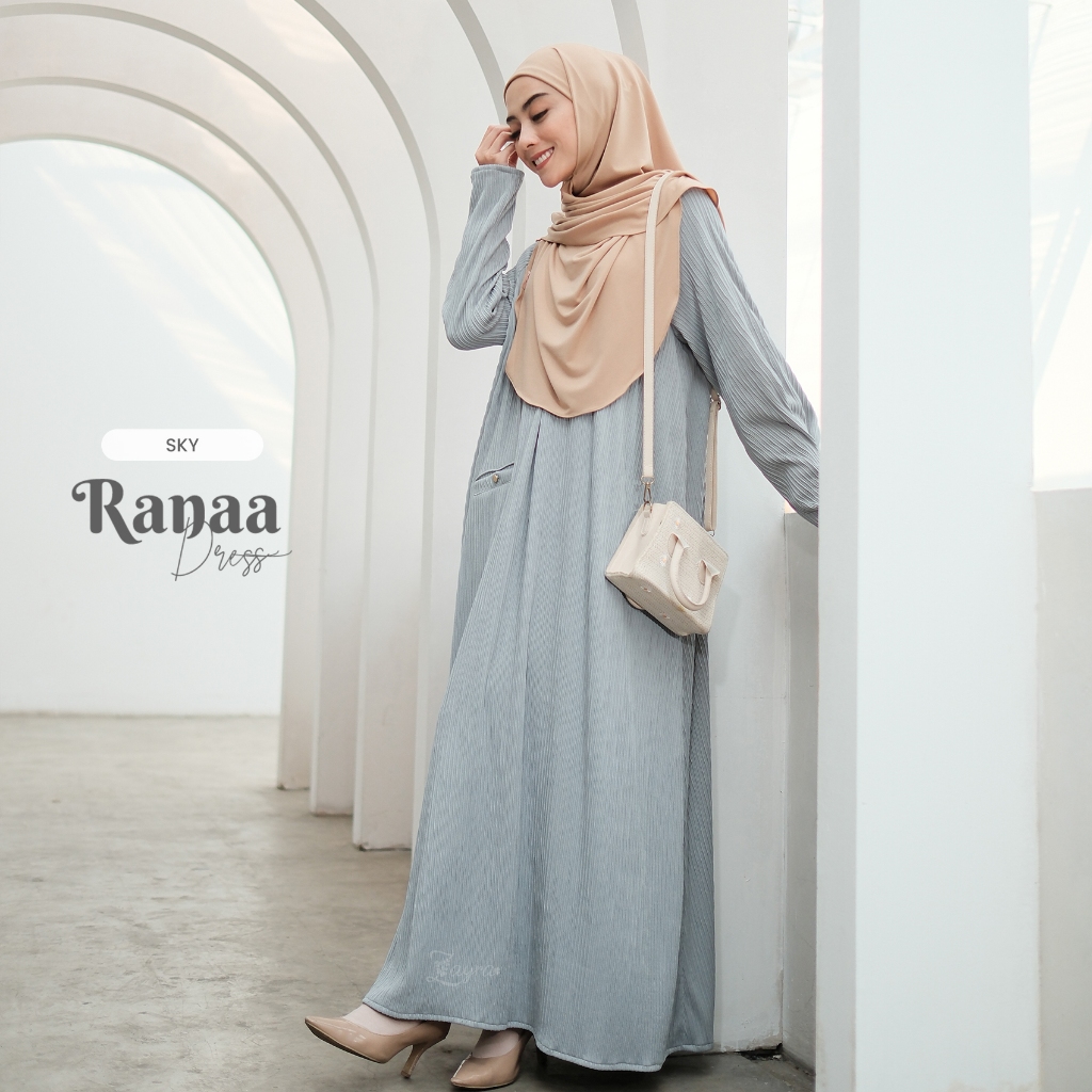 Zayra Hijab | Ranaa - Dress Plisket Gamis Knit Wanita Daily Syari Simpel Premium Jumbo Mewah Elegan