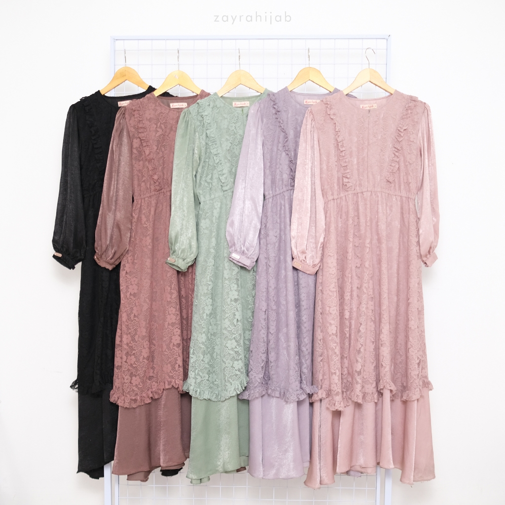Zayra Hijab | Chloe Dress | Gamis Wanita Syari Brokat Kondangan Lebaran Jumbo Elegan Terbaru 2025
