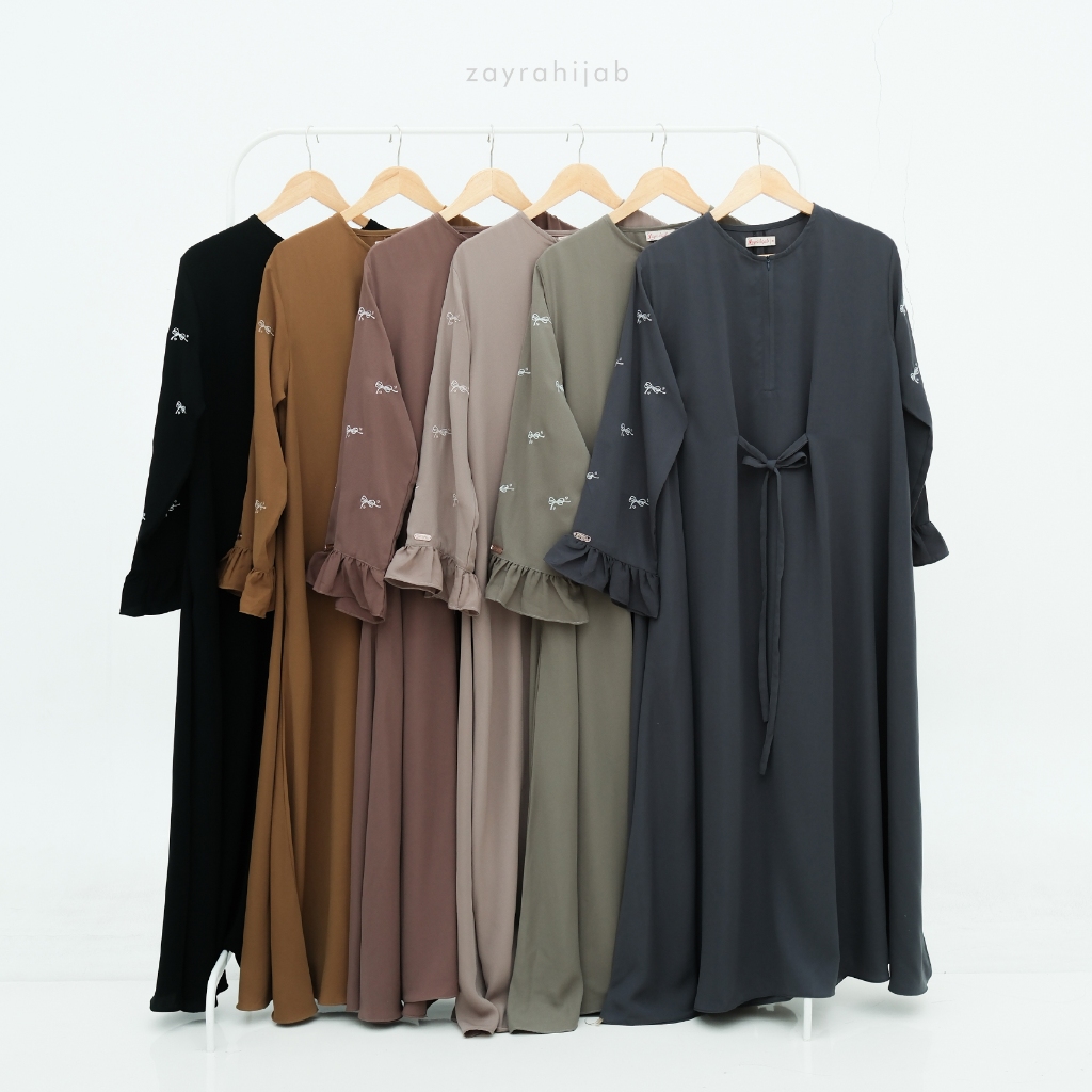 ZAYRA HIJAB | ZALINA ABAYA | Gamis Wanita / Ukhti Set Hijab Daily Syari Simpel Premium Lebaran Jumbo Mewah Elegan Terbaru 2025