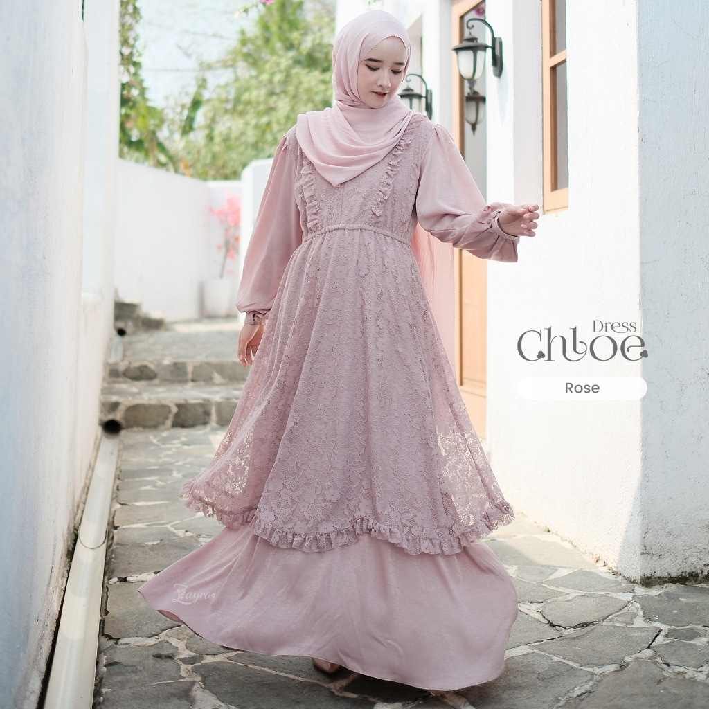 Zayra Hijab | Chloe Dress | Gamis Wanita Syari Brokat Kondangan Lebaran Jumbo Elegan Terbaru 2025