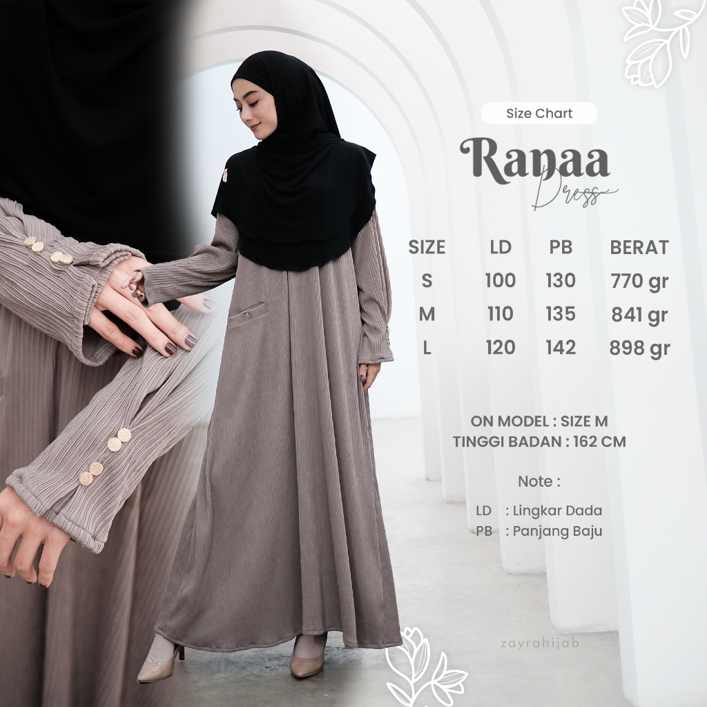 Zayra Hijab | Ranaa - Dress Plisket Gamis Knit Wanita Daily Syari Simpel Premium Jumbo Mewah Elegan