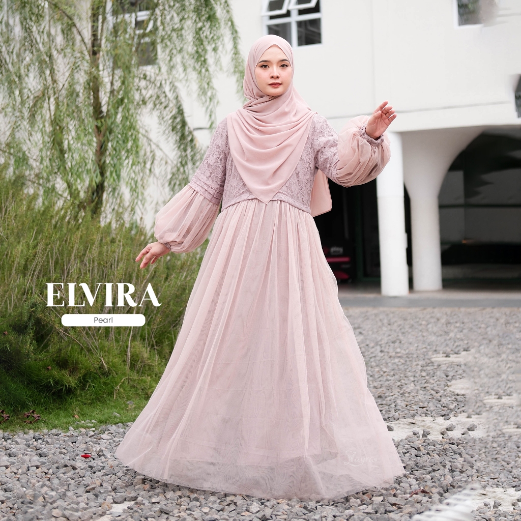 ZAYRA HIJAB | ELVIRA DRESS| Gamis Wanita Syari Brokat Tile Kondangan Lebaran Jumbo Mewah Elegan Premium Terbaru 2025