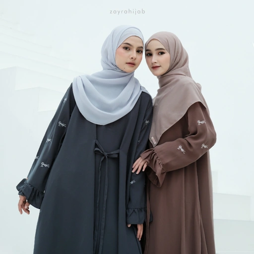 Image of ZAYRA HIJAB | ZALINA ABAYA | Gamis Wanita / Ukhti Set Hijab Daily Syari Simpel Premium Lebaran Jumbo Mewah Elegan Terbaru 2025