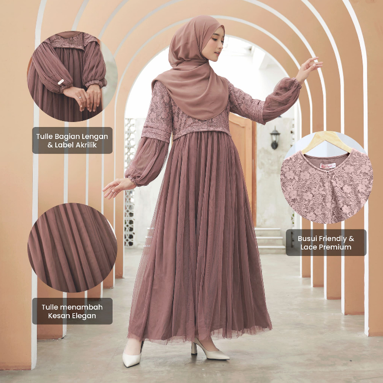 ZAYRA HIJAB | ELVIRA DRESS| Gamis Wanita Syari Brokat Tile Kondangan Lebaran Jumbo Mewah Elegan Premium Terbaru 2025
