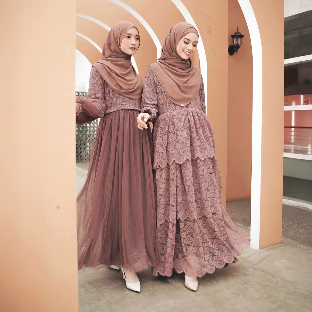 ZAYRA HIJAB | ELVIRA DRESS| Gamis Wanita Syari Brokat Tile Kondangan Lebaran Jumbo Mewah Elegan Premium Terbaru 2025