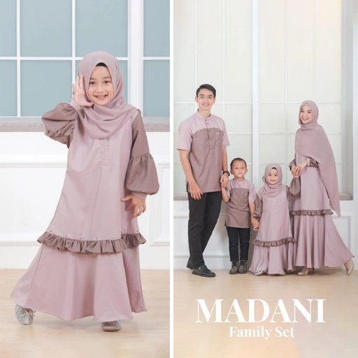 Image of ZAYRA HIJAB | GAMIS ANAK MADANI FAMILY SET | Gamis Anak Perempuan Set Hijab 0-12 Tahun Terbaru 2025