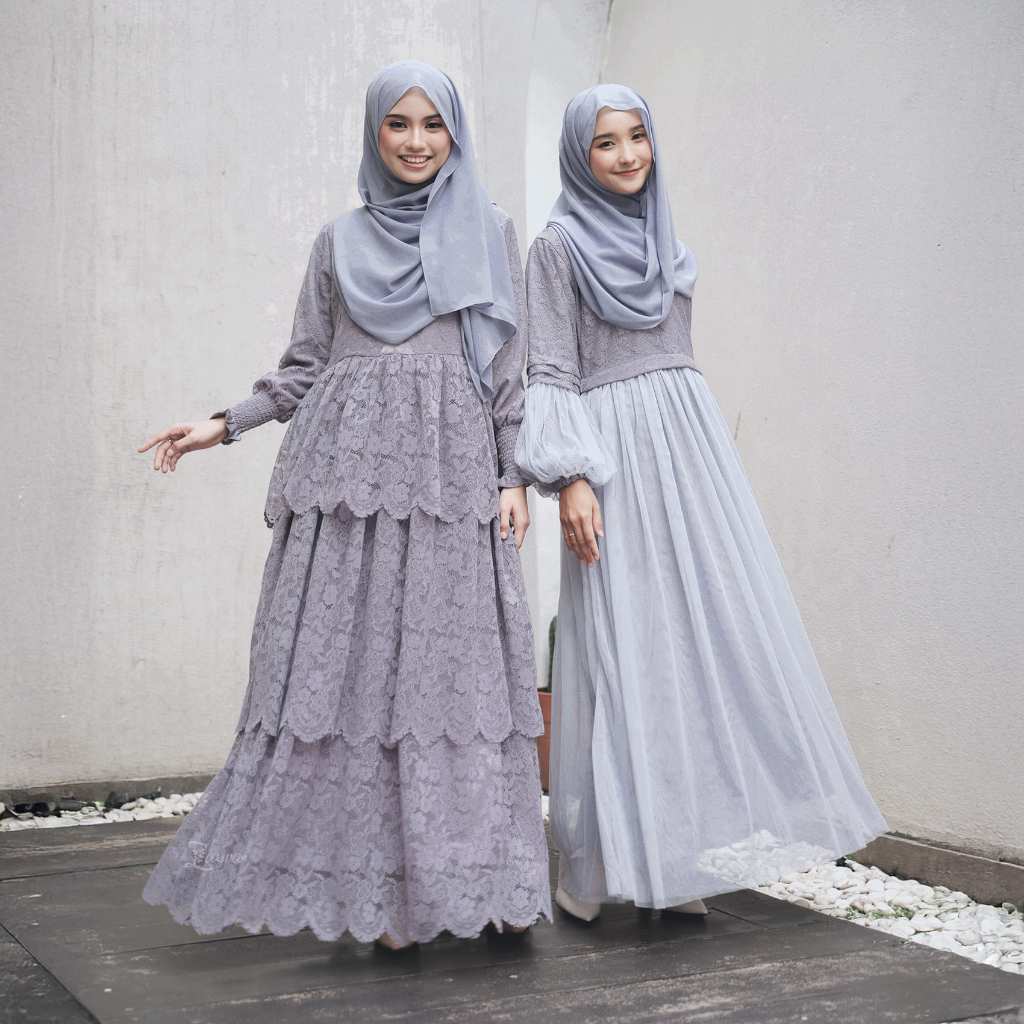 ZAYRA HIJAB | ELVIRA DRESS| Gamis Wanita Syari Brokat Tile Kondangan Lebaran Jumbo Mewah Elegan Premium Terbaru 2025
