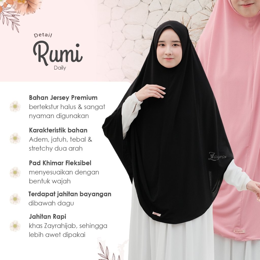 ZAYRA HIJAB | RUMI JUMBO | Khimar Bergo Instan Daily Syari Jersey Premium