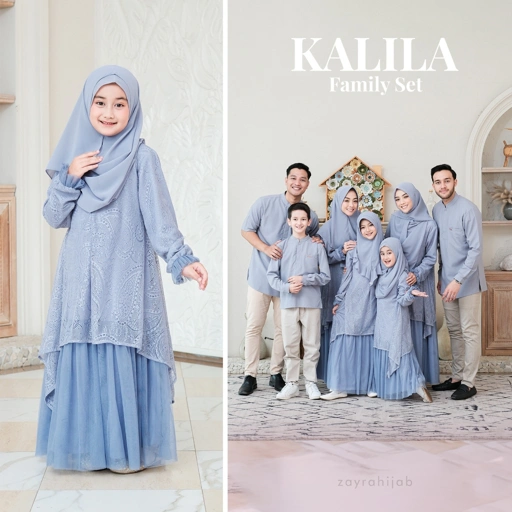 Image of ZAYRA HIJAB | GAMIS ANAK KALILA FAMILY SET | Gamis Anak Perempuan Set Hijab 0-12 Tahun Terbaru 2025