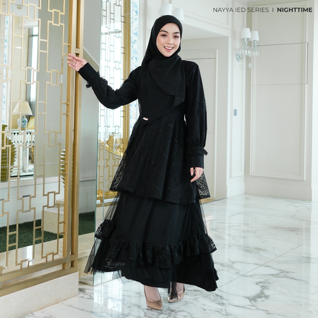 Zayra Hijab | Nayya Series A - Gamis Dewasa Wanita Brokat Lebaran Jumbo Elegan Premium Terbaru 2025