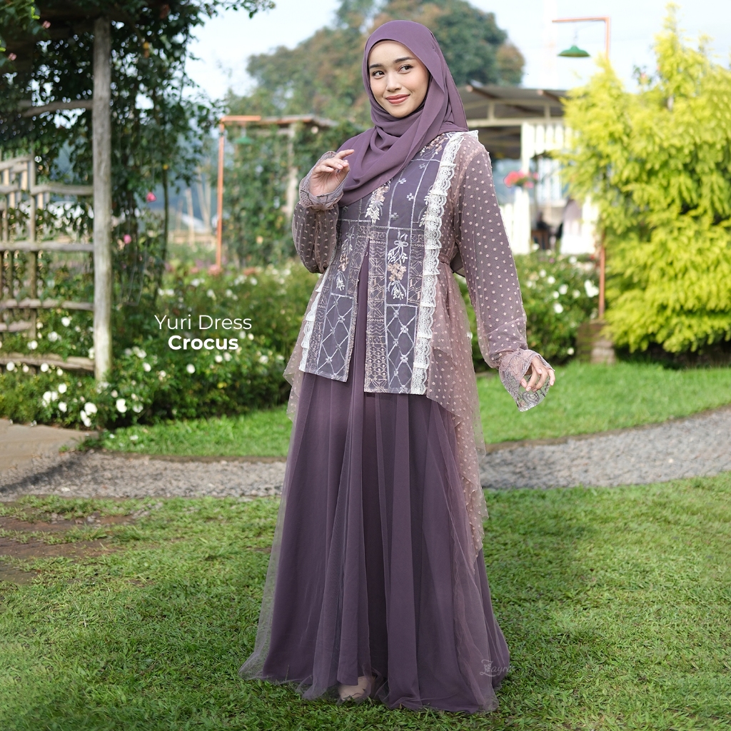 ZAYRA HIJAB | YURI DRESS | Gamis Wanita Syari Brokat Tile Kondangan Lebaran Jumbo Mewah Elegan Premium Terbaru 2025