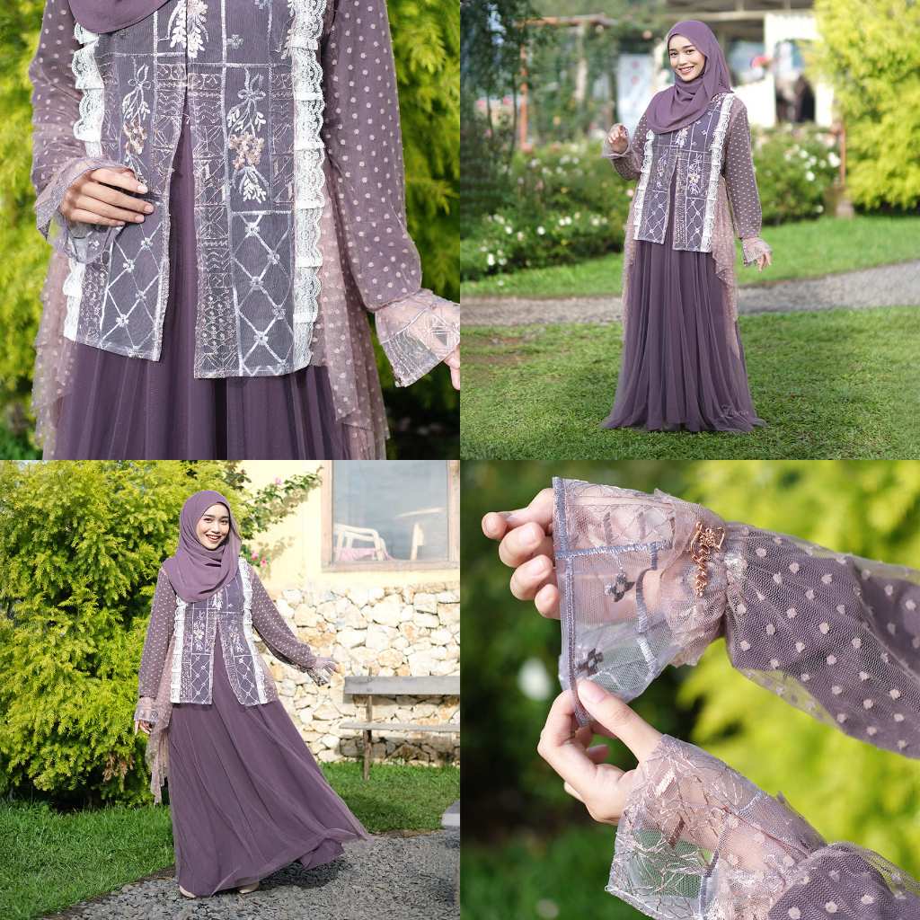 ZAYRA HIJAB | YURI DRESS | Gamis Wanita Syari Brokat Tile Kondangan Lebaran Jumbo Mewah Elegan Premium Terbaru 2025