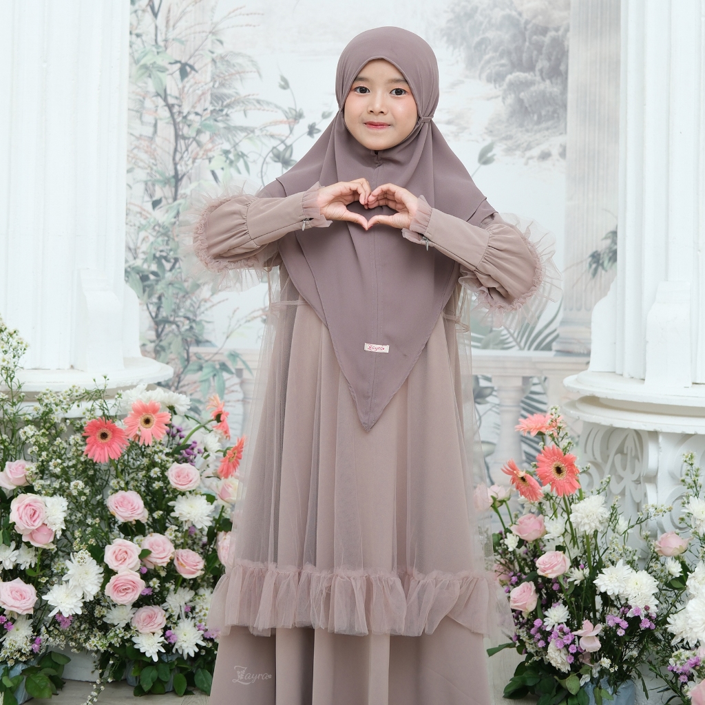 Zayra Hijab | Layyina Series - Khimar Instan Anak Perempuan Pashmina Jumbo Ceruti Babydoll Premium