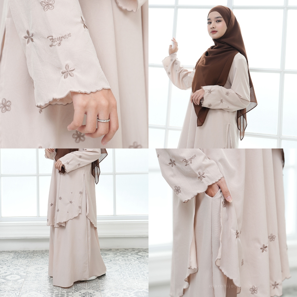 Zayra Hijab | Yasmina - One Set Kurung Melayu Setelan Baju Wanita Borir Premium Terbaru 2025