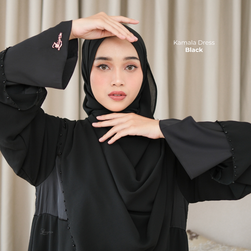 ZAYRA HIJAB | KAMALA DRESS | Gamis Set Pashmina Wanita Ukhti Syar'i Simpel Payet Babydoll Satin Kondangan Lebaran Jumbo Mewah Elegan Premium 2025