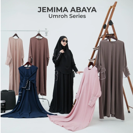 Image of ZAYRA HIJAB | JEMIMA ABAYA | Umroh Series Dress Gamis Abaya Umroh dan Haji Wanita Premium Set Jilbab Hijab French Khimar Umroh Outfit Gift