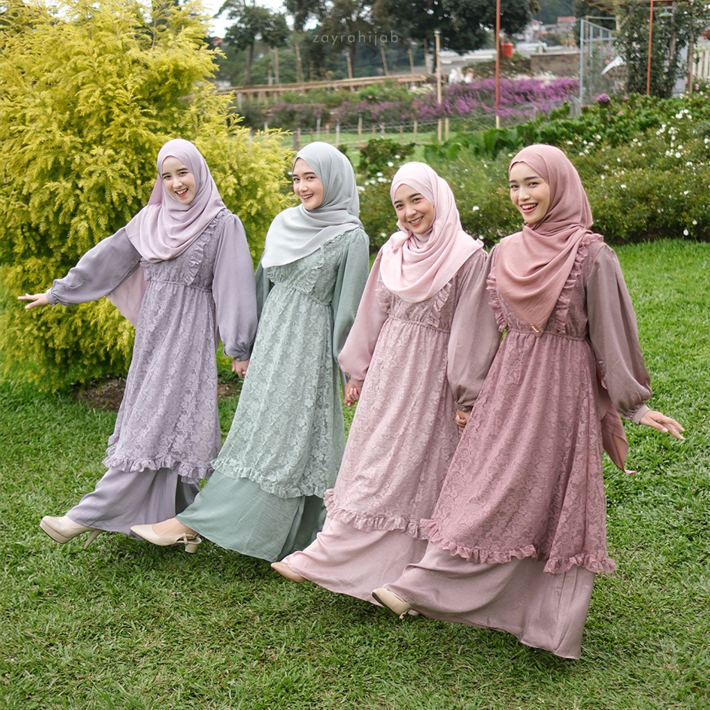 Zayra Hijab | Chloe Dress | Gamis Wanita Syari Brokat Kondangan Lebaran Jumbo Elegan Terbaru 2025
