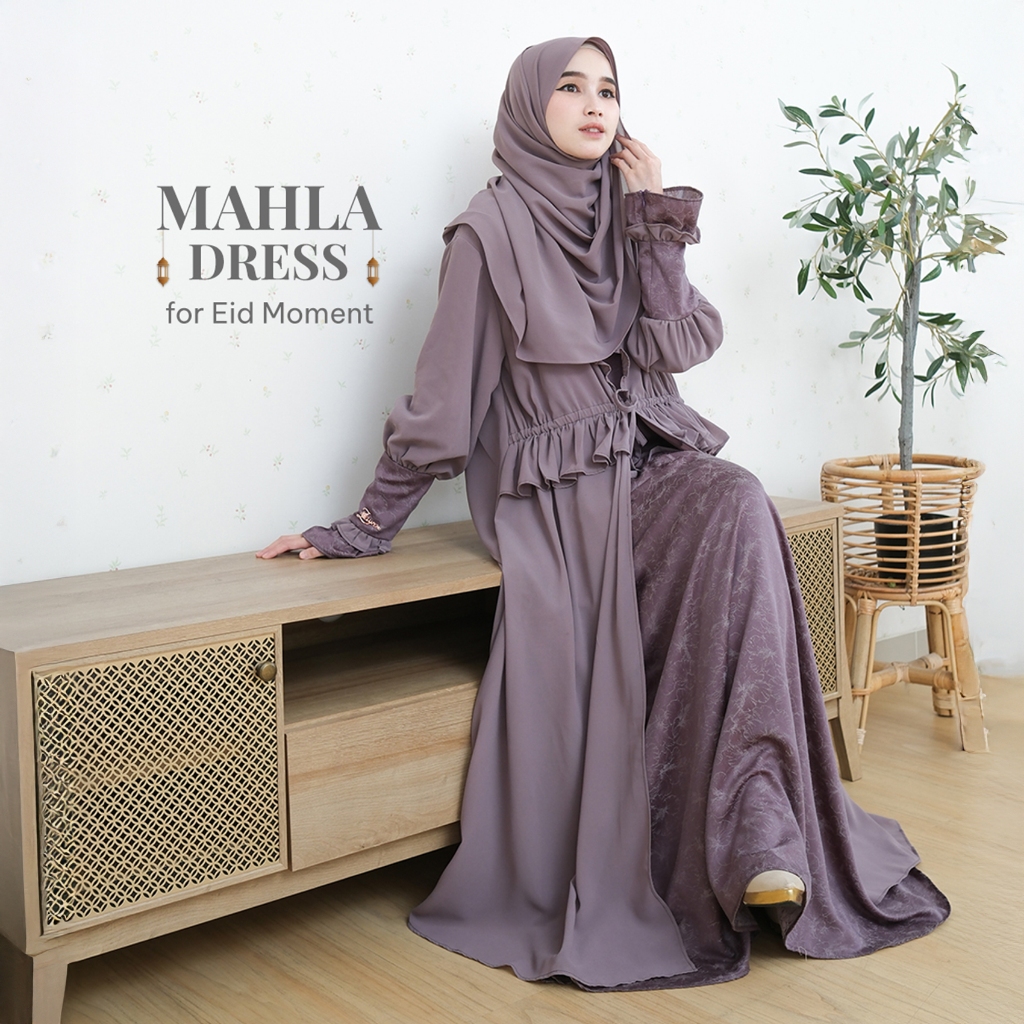 ZAYRA HIJAB | MAHLA DRESS | - Eid Series Premium | Gamis Jumbo Syari Silk Ceruti Babydoll Premium Lebaran Terbaru 2025