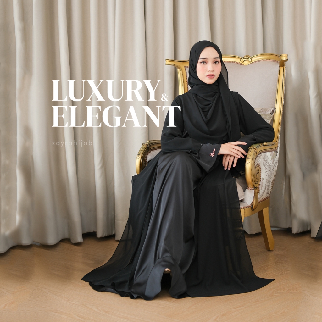 ZAYRA HIJAB | KAMALA DRESS | Gamis Set Pashmina Wanita Ukhti Syar'i Simpel Payet Babydoll Satin Kondangan Lebaran Jumbo Mewah Elegan Premium 2025