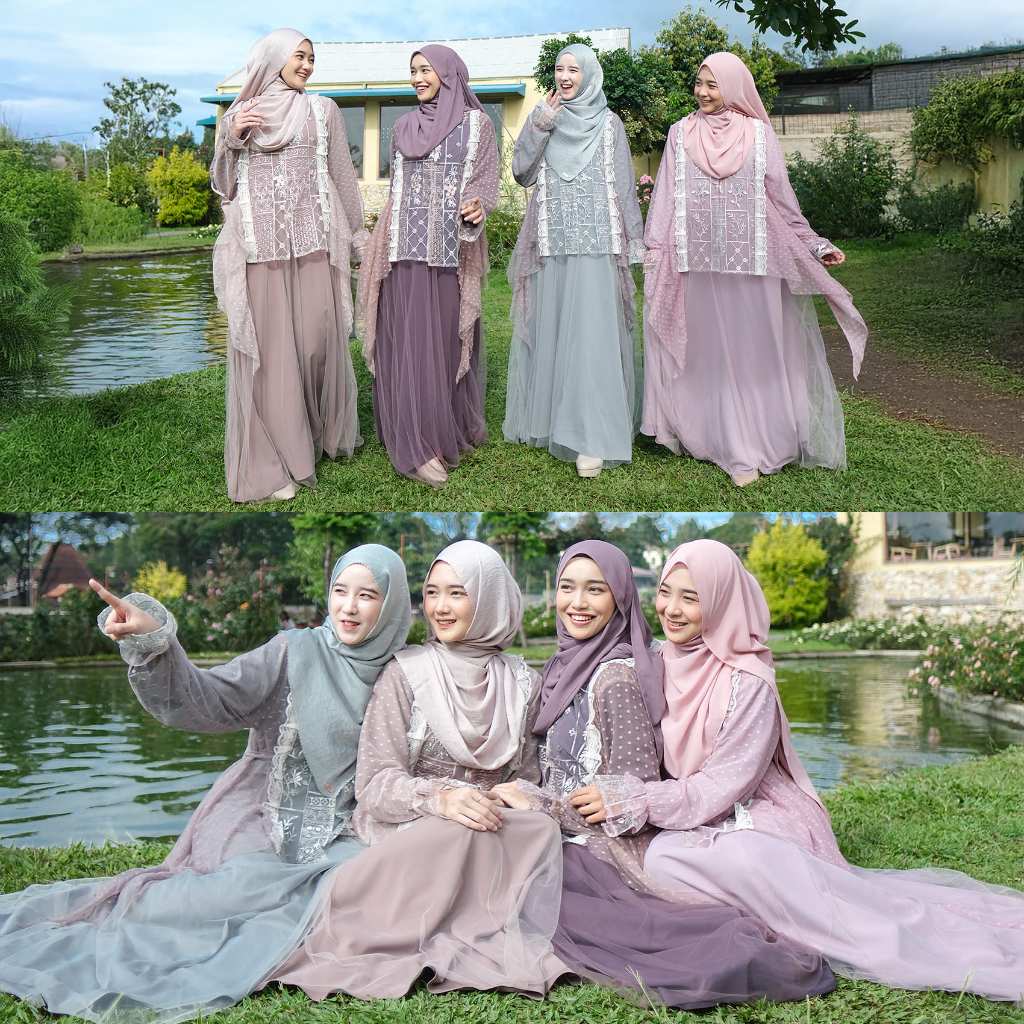 ZAYRA HIJAB | YURI DRESS | Gamis Wanita Syari Brokat Tile Kondangan Lebaran Jumbo Mewah Elegan Premium Terbaru 2025