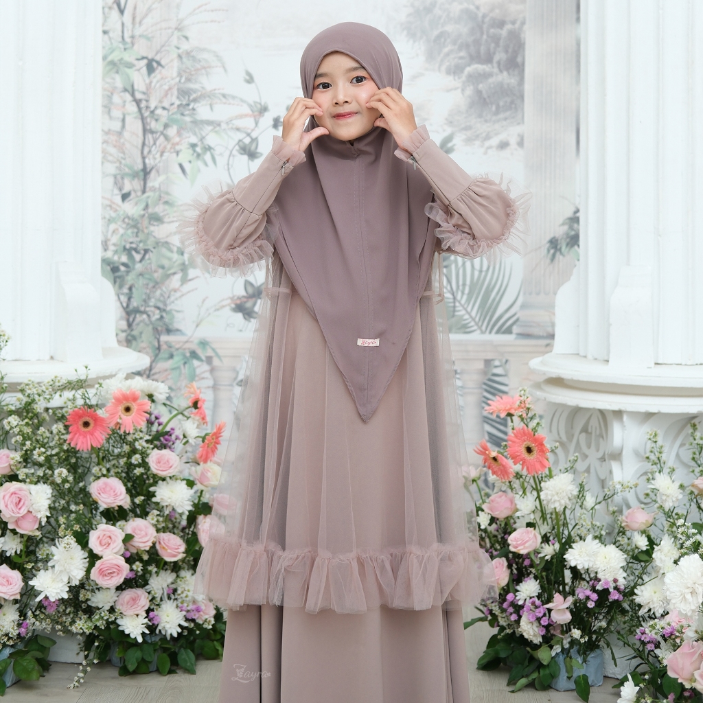 Zayra Hijab | Layyina Series - Khimar Instan Anak Perempuan Pashmina Jumbo Ceruti Babydoll Premium