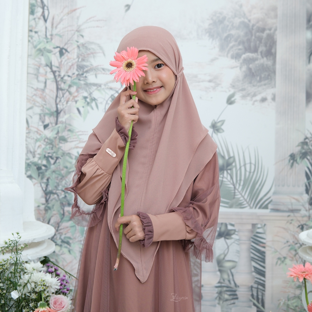 Zayra Hijab | Layyina Series - Khimar Instan Anak Perempuan Pashmina Jumbo Ceruti Babydoll Premium