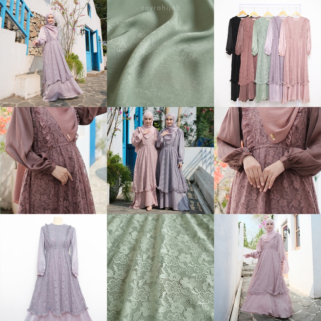 Zayra Hijab | Chloe Dress | Gamis Wanita Syari Brokat Kondangan Lebaran Jumbo Elegan Terbaru 2025