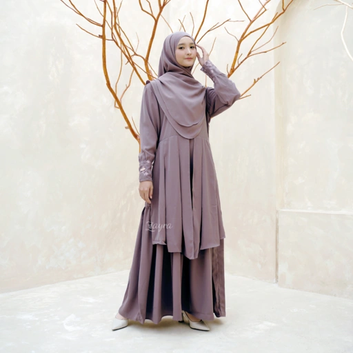 Image of ZAYRA HIJAB | MISHA | Dress Gamis Wanita / Ukhti Set Hijab Daily Syari Simpel Premium Lebaran Jumbo Mewah Elegan Terbaru 2025