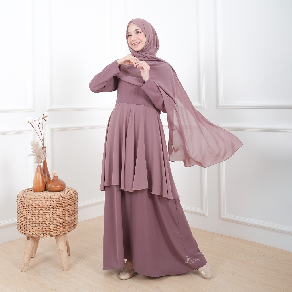 ZAYRA HIJAB | SAFA DRESS | Gamis Wanita / Ukhti Set Hijab Daily Syari Simpel Premium Lebaran Jumbo Mewah Elegan Terbaru 2025