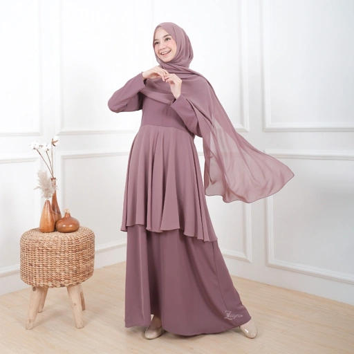 Image of ZAYRA HIJAB | SAFA DRESS | Gamis Wanita / Ukhti Set Hijab Daily Syari Simpel Premium Lebaran Jumbo Mewah Elegan Terbaru 2025