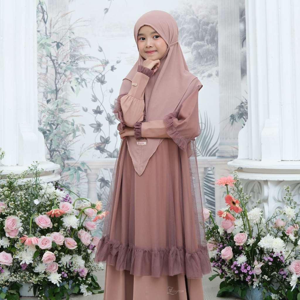 Zayra Hijab | Layyina Series - Khimar Instan Anak Perempuan Pashmina Jumbo Ceruti Babydoll Premium
