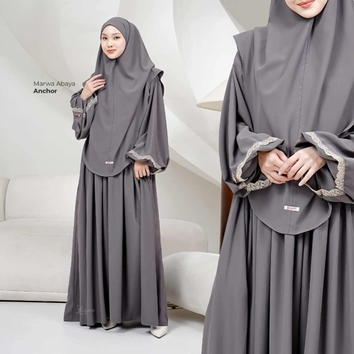 Image of ZAYRA HIJAB | MARWA ABAYA ANTI-UV | Dress Gamis Abaya Umroh dan Haji Wanita Premium Set Jilbab Hijab French Khimar Umroh Outfit Gift