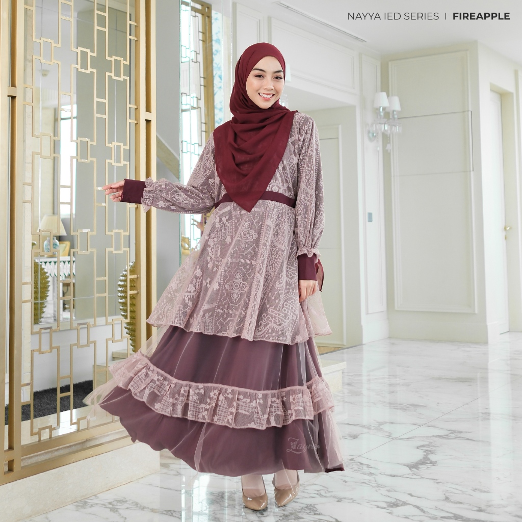 Zayra Hijab | Nayya Series A - Gamis Dewasa Wanita Brokat Lebaran Jumbo Elegan Premium Terbaru 2025