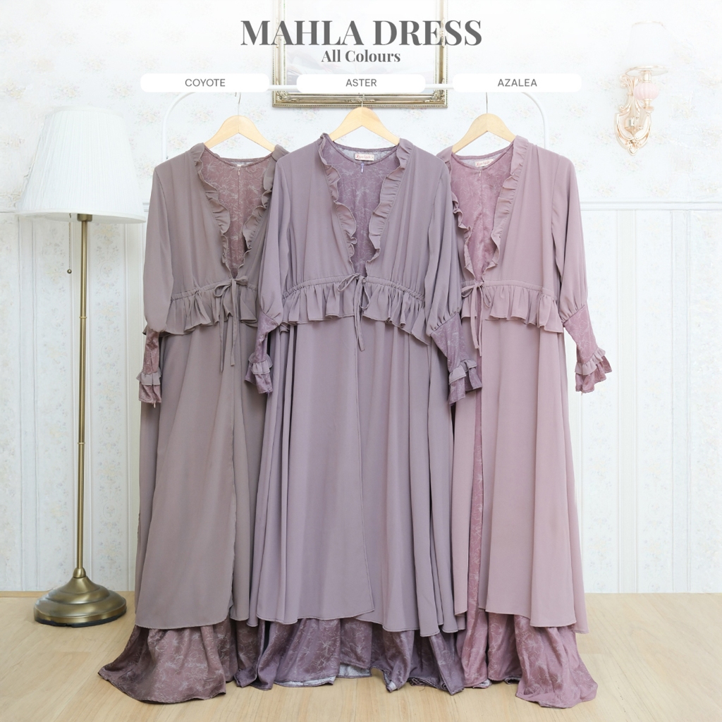 ZAYRA HIJAB | MAHLA DRESS | - Eid Series Premium | Gamis Jumbo Syari Silk Ceruti Babydoll Premium Lebaran Terbaru 2025