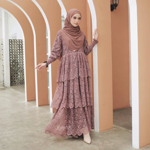 Image of ZAYRA HIJAB | ELVINA DRESS | Gamis Wanita Syari Brokat Tile Kondangan Lebaran Jumbo Mewah Elegan Premium Terbaru 2025