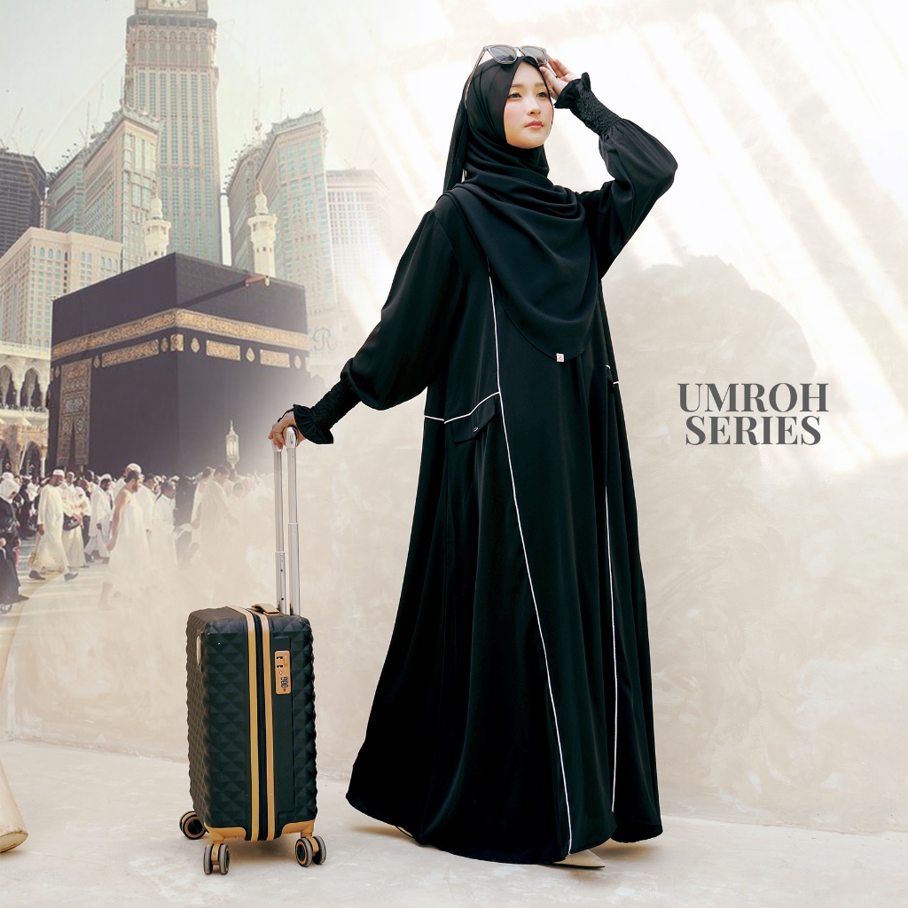 ZAYRA HIJAB | MECCA ABAYA | Dress Gamis Abaya Umroh dan Haji Wanita Premium Set Jilbab Hijab French Khimar Umroh Outfit Gift